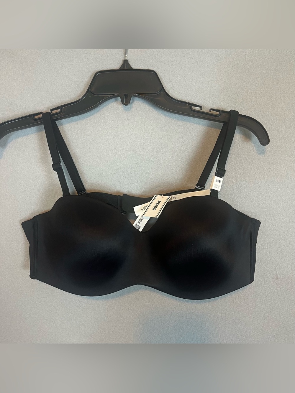 PINK Victoria’s Secret 38B Strapless Multiway Bra Convertible Underwire Black